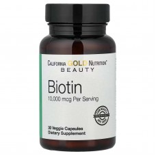 California Gold Nutrition, біотин, 10 000 мкг, 30 рослинних капсул