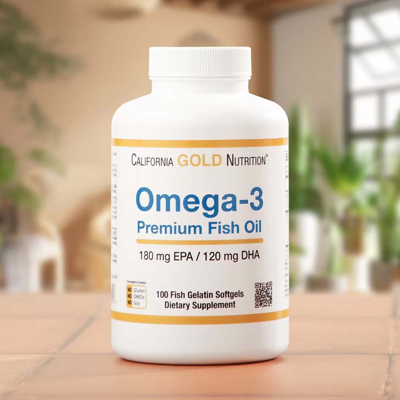 California Gold Nutrition, омега-3, рибячий жир преміальної якості, 180 мг ЕПК / 120 мг ДГК, 100 капсул із рибячого желатину