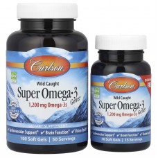 Carlson, дика супер високоефективна омега 3 з морської риби, 600 мг, 100 плюс 30 капсул